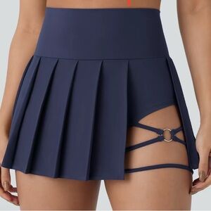 HALARA Dark Blue Skirt with Strap Detail